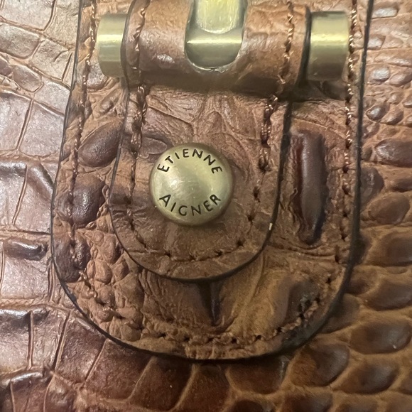 Etienne Aigner Croc embossed brown leather satchel - Picture 5 of 16